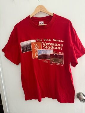 Vintage Phillies The Final Season Veterans Stadium Vintage Red Tee Size L